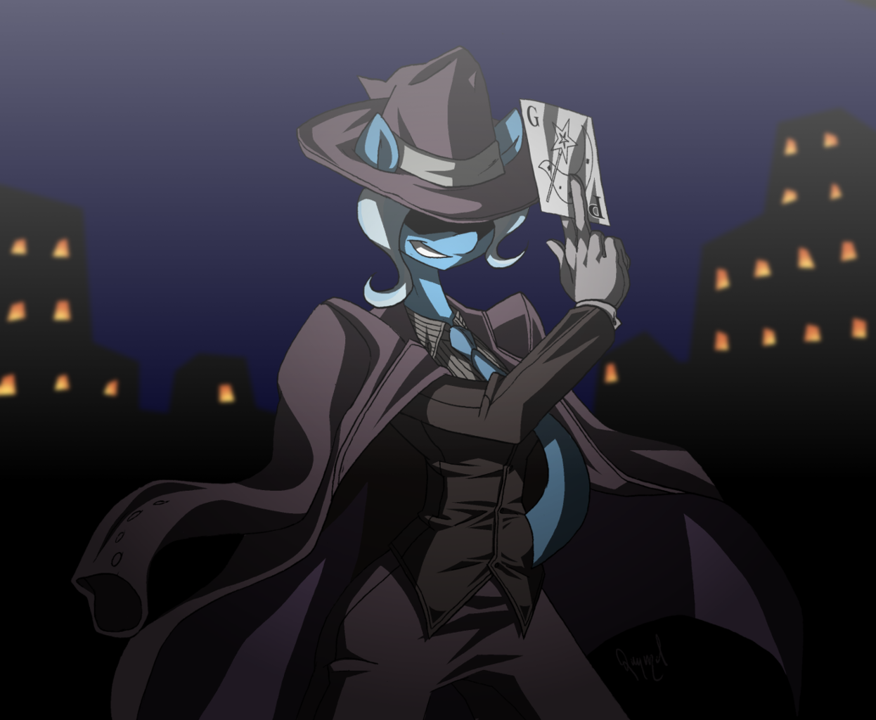 1063366 safe, artistquynzel, trixie, anthro, female, hellsing, solo