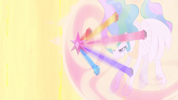 Size: 1920x1080 | Tagged: safe, screencap, princess celestia, g4, princess twilight sparkle (episode), crying, elements of harmony, female, magic, solo