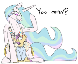 Size: 1280x1064 | Tagged: safe, artist:nobody, princess celestia, g4, brolestia, clothes, dialogue, flexing, shirt