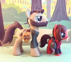 Size: 1085x950 | Tagged: safe, artist:krowzivitch, beard, clothes, craft, crossover, duo, ellie, figurine, filly, joel, photo, ponified, saddle bag, sculpture, the last of us, traditional art, video game, video game crossover