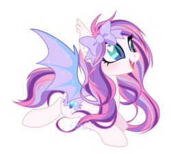 Size: 1024x922 | Tagged: safe, artist:jojuki-chan, oc, oc only, oc:darling dearest, bat pony, pony, solo, watermark