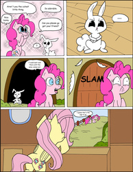 Size: 1024x1322 | Tagged: safe, artist:average-00, angel bunny, fluttershy, pinkie pie, comic:opposites, g4, angel is a bunny bastard, comic