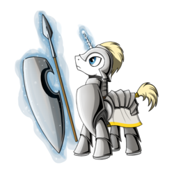 Size: 1200x1200 | Tagged: safe, artist:vistamage, pony, unicorn, armor, magic, royal guard, shield, spear, weapon