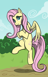 Size: 1000x1600 | Tagged: safe, artist:vistamage, fluttershy, g4, female, floating, fluffy, hooves together, looking at you, solo, spread wings, wings