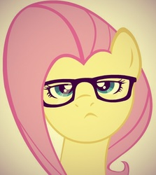 Size: 500x560 | Tagged: safe, artist:sirponylancelot, fluttershy, pegasus, pony, g4, bust, female, frown, glasses, hipster, hipstershy, portrait, solo