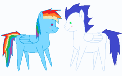 Size: 400x250 | Tagged: safe, artist:kaged-wolf, rainbow dash, soarin', pony, g4, female, male, pointy ponies, ship:soarindash, shipping, straight