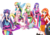 Size: 4483x3150 | Tagged: safe, artist:srtagiuu, applejack, fluttershy, pinkie pie, rainbow dash, rarity, sunset shimmer, twilight sparkle, human, equestria girls, g4, my little pony equestria girls: rainbow rocks, cleavage, cute, eared humanization, female, humane five, humane seven, humane six, humanized, looking at you, missing shoes, ponied up, pony ears, simple background, sleeveless, the rainbooms, transparent background