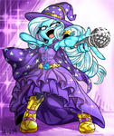 Size: 1315x1563 | Tagged: safe, artist:nekubi, trixie, equestria girls, g4, my little pony equestria girls: rainbow rocks, armpits, boots, clothes, dress, female, hat, microphone, open mouth, shoes, solo, trixie's hat