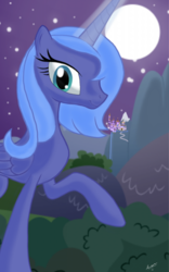 Size: 1200x1920 | Tagged: safe, artist:theroyalprincesses, princess luna, g4, canterlot, female, moon, raised hoof, s1 luna, solo