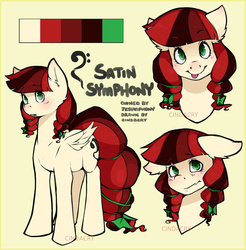 Size: 1280x1302 | Tagged: safe, artist:cindacry, oc, oc only, oc:satin symphony, pony, unicorn, hair bow, raspberry, reference sheet, solo, tongue out