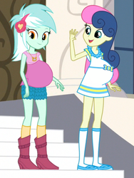 Size: 512x682 | Tagged: safe, edit, bon bon, lyra heartstrings, sweetie drops, equestria girls, g4, my little pony equestria girls: friendship games, pregnant, pregnant edit, pregnant equestria girls