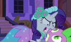 Size: 874x526 | Tagged: safe, edit, edited screencap, screencap, rarity, spike, a canterlot wedding, g4