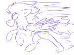 Size: 1024x768 | Tagged: safe, artist:dizzee-toaster, soarin', pony, g4, male, monochrome, running, simple background, solo, white background