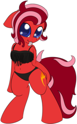 Size: 560x895 | Tagged: safe, artist:k-kopp, oc, oc only, oc:adena emberheart, pony, semi-anthro, belly button, bikini, clothes, midriff, swimsuit, tongue out