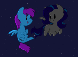 Size: 1280x932 | Tagged: safe, artist:estrill, oc, oc only, bat pony, pegasus, pony, flying, night