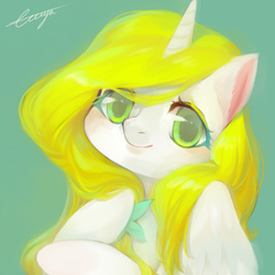 Size: 546x546 | Tagged: safe, artist:ciciya, oc, oc only, pony, unicorn, looking at you, pixiv, portrait, smiling, solo