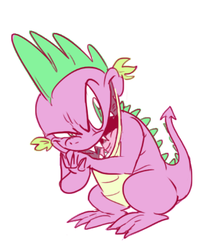 Size: 318x362 | Tagged: safe, artist:jowyb, part of a set, spike, dragon, g4, baby, baby dragon, evil smile, evil spike, faic, jowybean's series, le happy merchant, male, reaction image, scheming, simple background, solo, white background, wingless spike