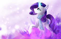 Size: 2592x1673 | Tagged: safe, artist:lintegrisse, rarity, g4, clothes, female, magic, scarf, solo