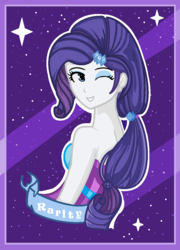 Size: 818x1138 | Tagged: safe, artist:lovelygirlmusicer, rarity, equestria girls, g4, 2015, female, gillet, looking back, solo, wink