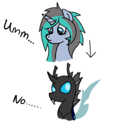 Size: 500x500 | Tagged: safe, artist:daringashia, oc, oc only, oc:covert soul, changeling, ask, changeling oc, tumblr