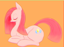 Size: 2167x1577 | Tagged: safe, artist:91o42, pinkie pie, g4, cute, cuteamena, eyes closed, female, pinkamena diane pie, prone, simple background, smiling, solo