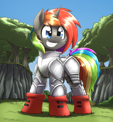 Size: 2624x2831 | Tagged: safe, artist:otakuap, oc, oc only, oc:fluffy the bringer of darkness, oc:krylone, moth, pony, unicorn, armor, freckles, grin, high res, male, solo, stallion