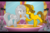 Size: 7100x4640 | Tagged: safe, artist:icaron, fluttershy, rarity, g4, absurd resolution, camera, carousel boutique, female, gold, inanimate object, inanimate tf, lesbian, letterboxing, petrification, potion, ship:flarity, shipping, show accurate, silver, statue, transformation