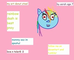 Size: 821x663 | Tagged: safe, rainbow dash, g4, 1000 hours in ms paint, background pony strikes again, comic sans, crappy art, downvote bait, grammar error, ms paint, parody fail, quality, stylistic suck, tumblr