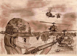 Size: 1280x930 | Tagged: safe, artist:novich, oc, oc only, gun, helicopter, helmet, military, sketch, traditional art, uh-1 iroquois, vietnam, vietnam war, weapon