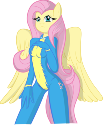 Size: 2408x2922 | Tagged: safe, artist:niatao, fluttershy, anthro, g4, female, high res, simple background, solo, transparent background, wonderbolts uniform, wondershy