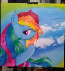 Size: 571x628 | Tagged: safe, artist:novich, rainbow dash, g4, canvas, female, painting, sky, solo, traditional art