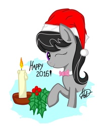 Size: 1445x1733 | Tagged: source needed, safe, artist:novich, octavia melody, g4, 2016, female, happy new year, holly, simple background, solo, vector, white background