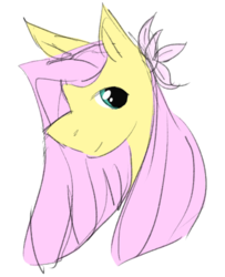 Size: 385x475 | Tagged: safe, artist:vespirus, fluttershy, g4, female, flower, flower in hair, looking at you, portrait, simple background, solo, transparent background