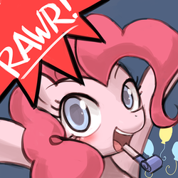 Size: 500x500 | Tagged: safe, artist:lumineko, part of a set, pinkie pie, earth pony, pony, g4, blushing, cute, diapinkes, female, looking at you, mare, open mouth, rawr, rawrvatar, solo
