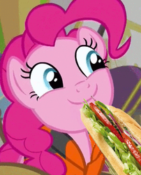 Size: 314x388 | Tagged: safe, edit, edited screencap, screencap, pinkie pie, g4, pinkie apple pie, food, not porn, sandwich, sandwich censorship