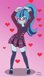 Size: 2112x3631 | Tagged: safe, artist:sumin6301, sonata dusk, equestria girls, g4, blushing, clothes, crystal prep academy uniform, cute, female, high res, school uniform, smiling, solo, sonatabetes