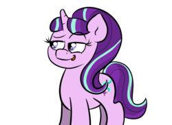 Size: 1100x800 | Tagged: safe, artist:tranzmuteproductions, starlight glimmer, pony, unicorn, g4, backwards cutie mark, bedroom eyes, female, horn, mare, s5 starlight, simple background, smiling, solo, transparent background