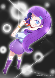 Size: 1179x1667 | Tagged: safe, artist:banzatou, rarity, human, equestria girls, g4, blushing, boots, clothes, cute, female, glasses, humanized, looking at you, looking back, looking back at you, raribetes, shoes, skirt, smiling, solo