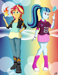 Size: 2550x3300 | Tagged: safe, artist:megaartist923, sonata dusk, sunset shimmer, equestria girls, g4, female, high res, lesbian, request, ship:sunata, shipping