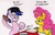 Size: 1362x866 | Tagged: safe, artist:newyorkx3, oc, oc only, oc:karen, oc:mikey (legacy), dialogue, food, kakey, married couple, pie, traditional art