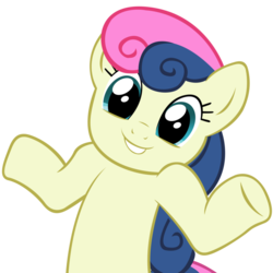 Size: 894x894 | Tagged: safe, artist:lazypixel, bon bon, sweetie drops, earth pony, pony, g4, female, grin, looking at you, mare, shrug, shrugpony, simple background, smiling, solo, transparent background