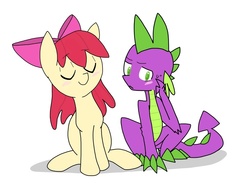 Size: 976x713 | Tagged: safe, artist:periwinkietwinkie, apple bloom, spike, g4, female, male, older, ship:spikebloom, shipping, straight