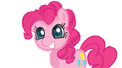 Size: 1280x720 | Tagged: safe, artist:jbond, pinkie pie, earth pony, pony, g4, cute, diapinkes, female, fluffy, mare, simple background, smiling, solo, white background