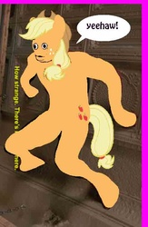 Size: 496x762 | Tagged: safe, artist:applebeans, applejack, g4, male, not salmon, spider-man, wall climbing, wat