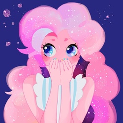 Size: 1024x1024 | Tagged: safe, artist:yam, pinkie pie, human, g4, covering mouth, female, humanized, solo