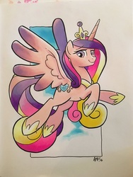 Size: 600x800 | Tagged: safe, artist:tony fleecs, princess cadance, g4, female, flying, solo, traditional art