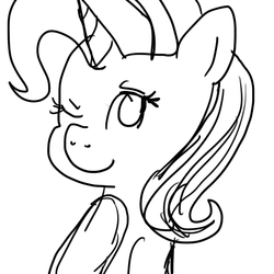 Size: 540x540 | Tagged: safe, artist:apple-jazzy, trixie, pony, unicorn, g4, female, mare, monochrome, sketch, solo, wink