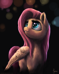 Size: 2000x2500 | Tagged: safe, artist:nemo2d, fluttershy, pegasus, pony, g4, cute, eye, eyes, female, high res, lights, looking at something, looking up, mare, shyabetes, solo, standing