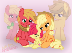 Size: 3100x2300 | Tagged: safe, artist:arielsbx, apple bloom, applejack, big macintosh, earth pony, pony, g4, apple siblings, applejack's parents, cutie mark, eyes closed, female, filly, high res, male, mare, stallion, the cmc's cutie marks, zoom layer