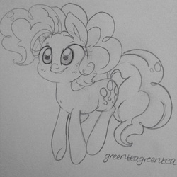 Size: 2448x2452 | Tagged: safe, artist:tokipeach, pinkie pie, g4, female, grayscale, high res, monochrome, solo, traditional art